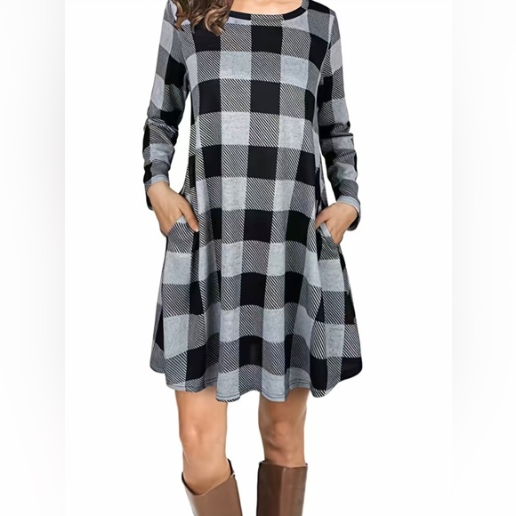 GINGHAM PRINT DRESS - Picture 14 of 14